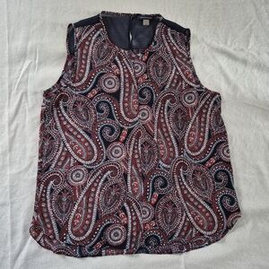 Tommy Hilfiger Paisley Sleeveless Top - Red White & Blue Size M Patriotic